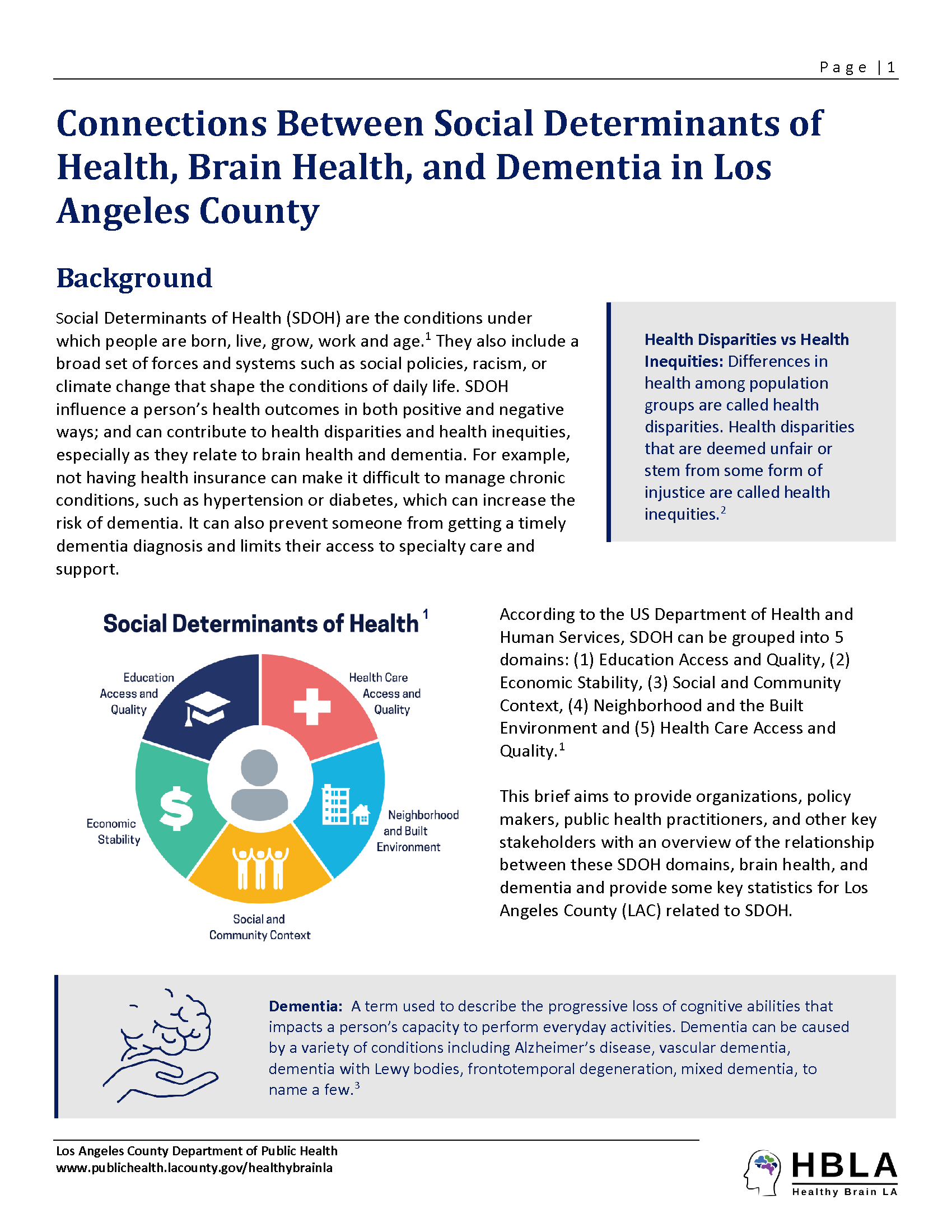 Cover image of the Connections Between Social Determinants of Health, Brain Health, and Dementia in Los Angeles County